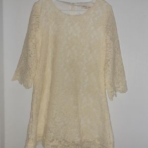 Girl Cream Flower Lace Dress